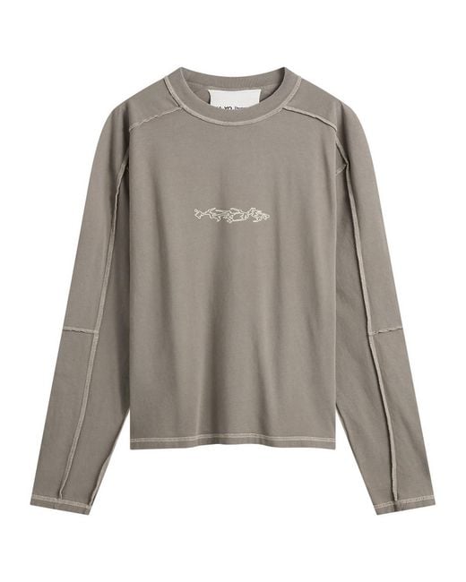 KA_YO_Prototype Gray Heavyweight Longsleeve Graphic T-Shirt for men