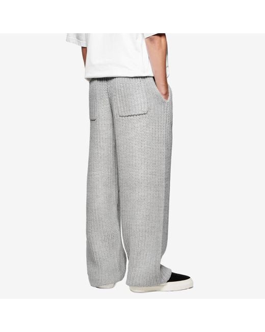 MKI Miyuki-Zoku Gray Chunky Rib Knit Wide Leg Joggers for men