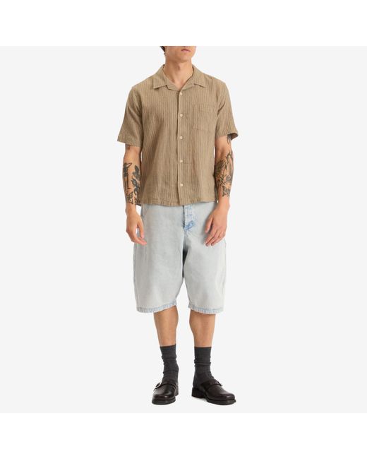 YMC Blue Twisted Denim Short for men