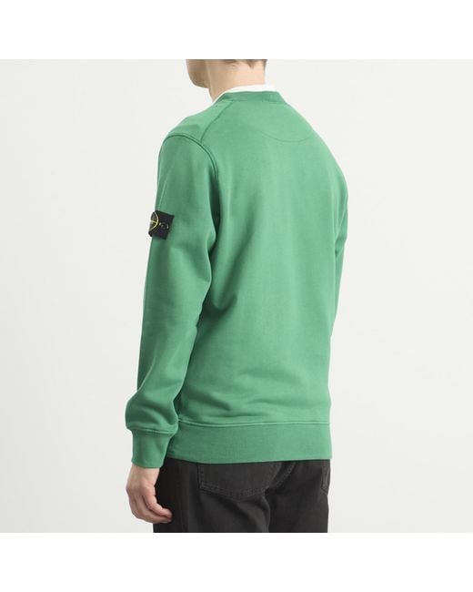 Stone Island Green Garment Dyed Crew Neck Sweatshirt for men