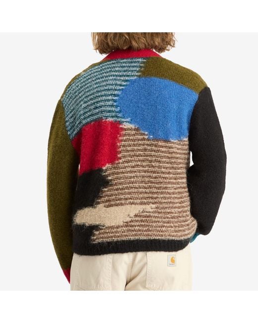 Brain Dead Multicolor Mix Pattern Cardigan for men