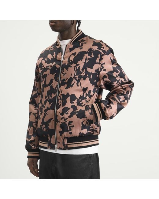 Dries Van Noten Black Abstract Floral Satin Reversible Bomber Jacket for men