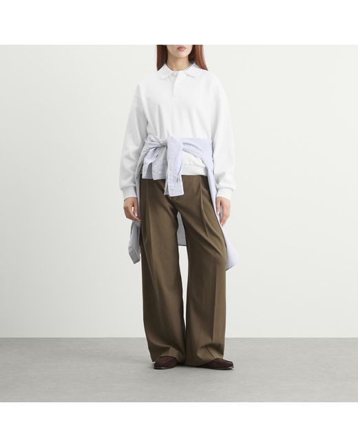 DUNST White Leather Logo Collared T-Shirt