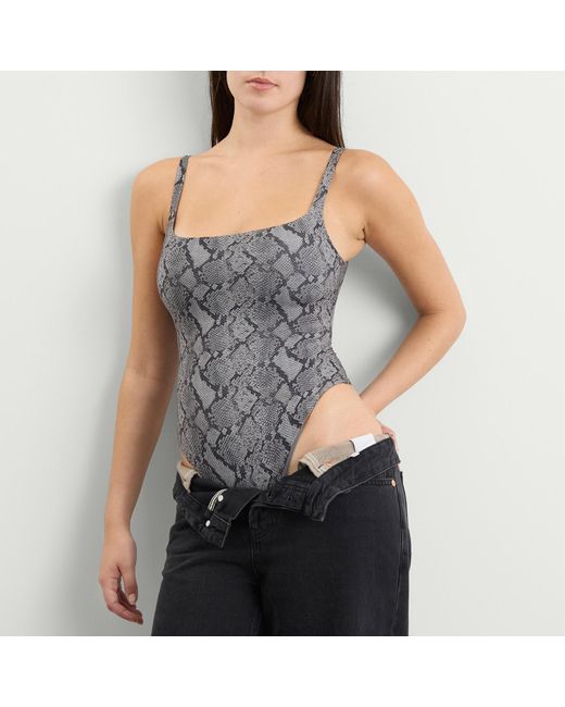 Skims Gray Fits Everybody Square Neck Bodysuit