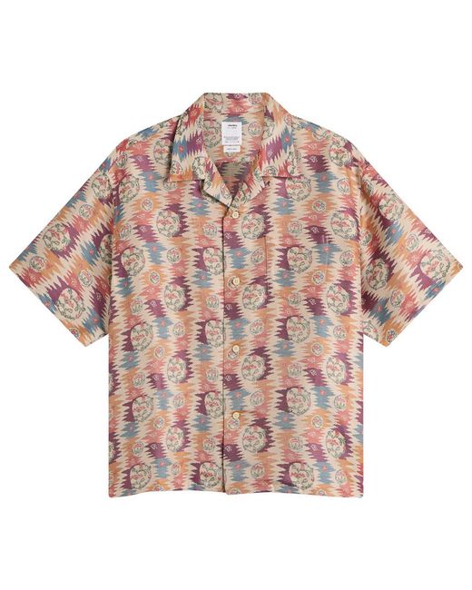 Visvim Pink Crosby Jacquard Silk Short Sleeve Shirt for men