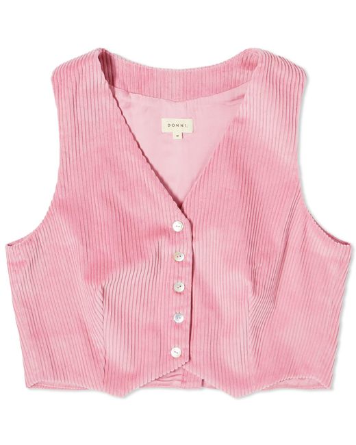 DONNI. Pink Cord Cropped Vest