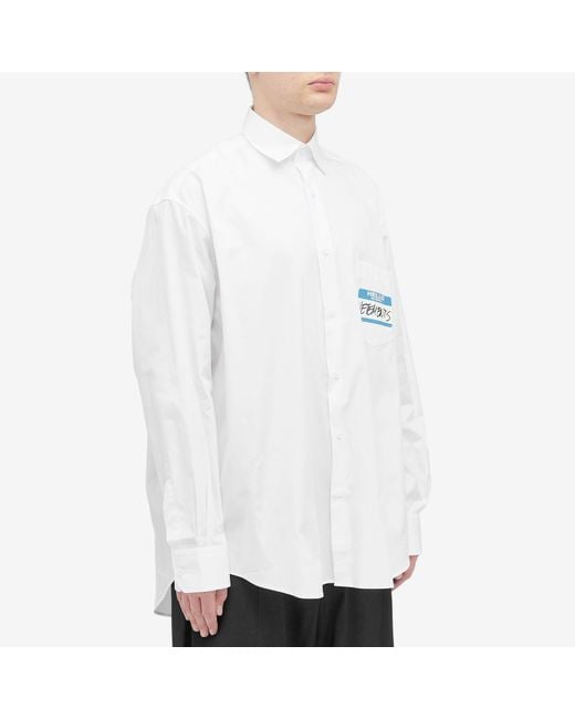 Vetements White My Name Is Shirt for men