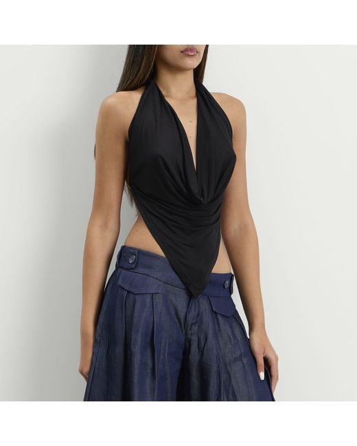 Peachy Den Black Blanche Halter Top