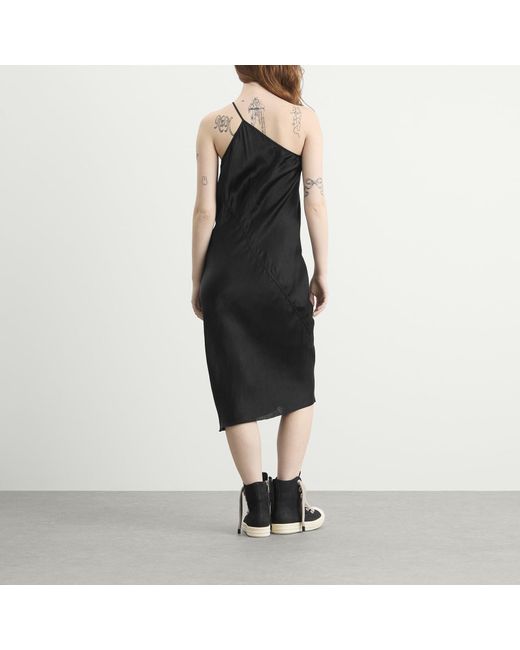 Rick Owens Black One Shoulder Slip Dress