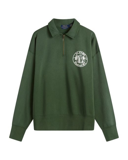 Polo Ralph Lauren Green Camp Half Zip Sweatshirt for men