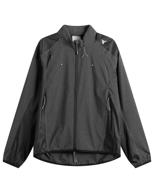 Roa Black Numb Pinstriped Hooded Wind Jacket for men