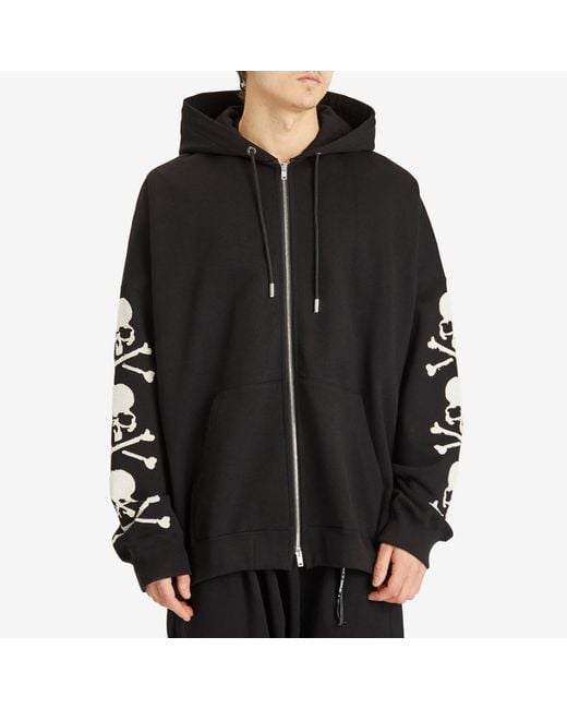 MASTERMIND WORLD Black Patch Zip-Up Hoodie for men