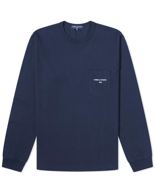 Comme des Garçons Blue Pocket Logo Long Sleeve T-Shirt for men