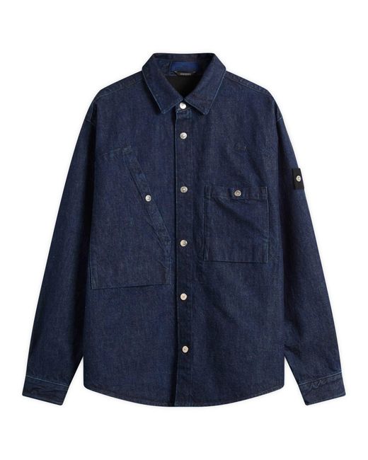 Stone Island Blue Denim Overshirt for men