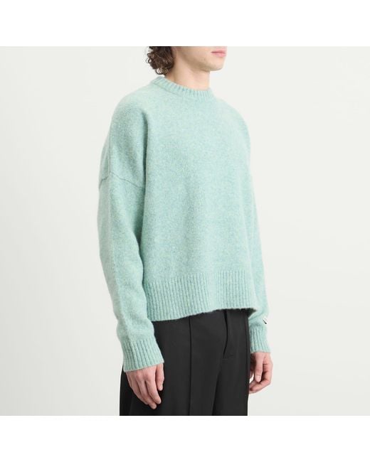 About Blank Green Mohair Knitted Logo Crewneck for men