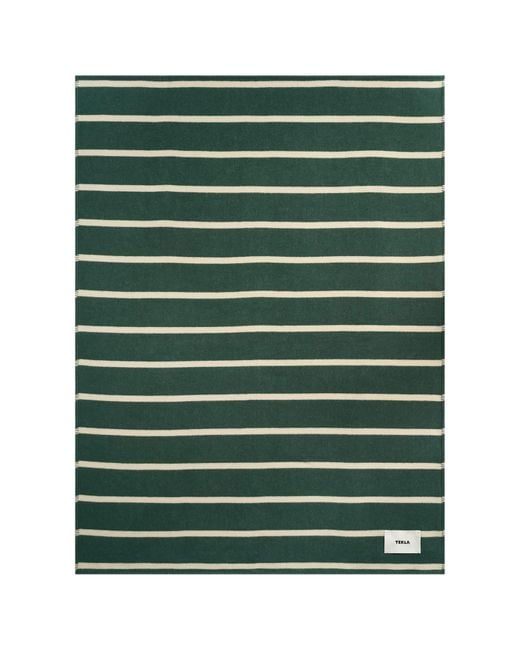 Tekla Green Striped Lambswool Blanket