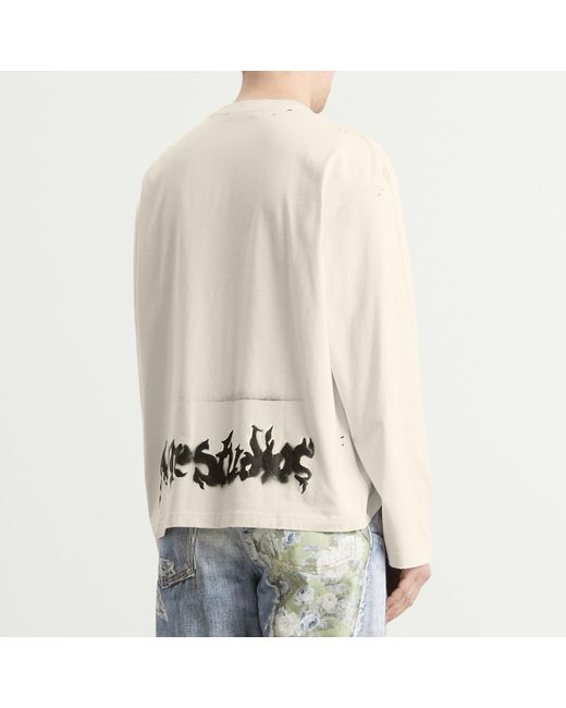 Acne White Exford Long Sleeve Goth Logo T-Shirt for men