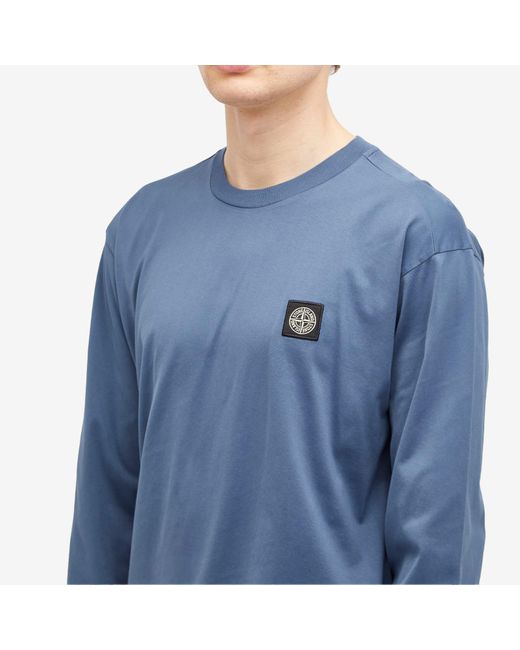 Stone Island Blue Long Sleeve Patch T-Shirt for men