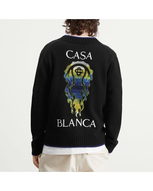 Casablanca Black Flaming Tennis Ball Cardigan for men