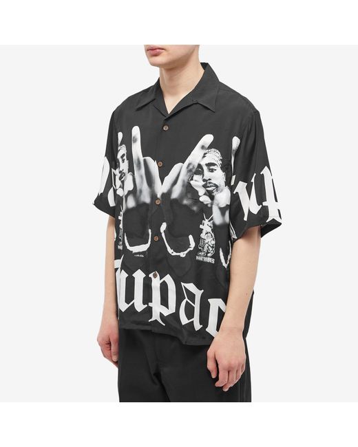 Wacko Maria Black Tupac Short Sleeve Type 1 Hawaiian Shirt for men
