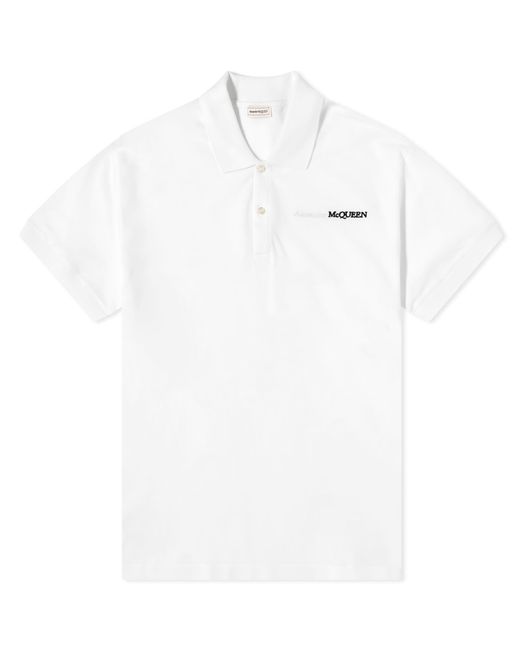 Alexander McQueen White Embroidered Logo Polo Shirt for men