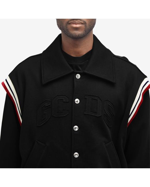 Gcds Black Jersey Logo Bomber Jacket for men