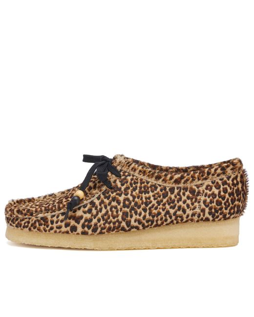 Clarks Brown Hairy Leather Leopard Print Wallabees