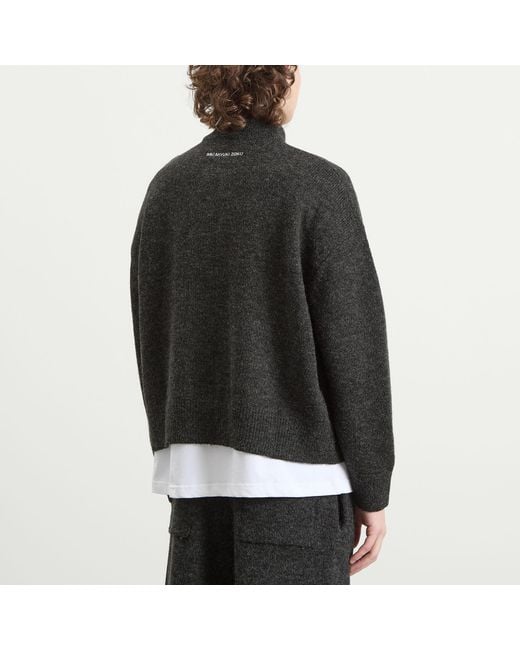 MKI Miyuki-Zoku Black Mohair Blend Knit Track Jacket for men