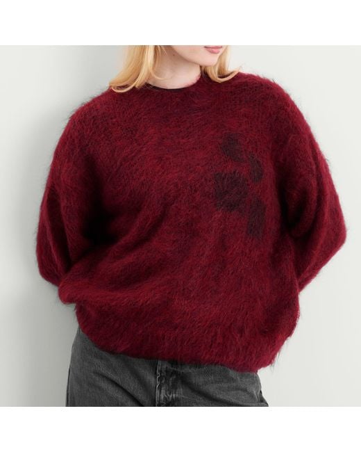 Isabel Marant Red Mirella Fluffy Logo Knit