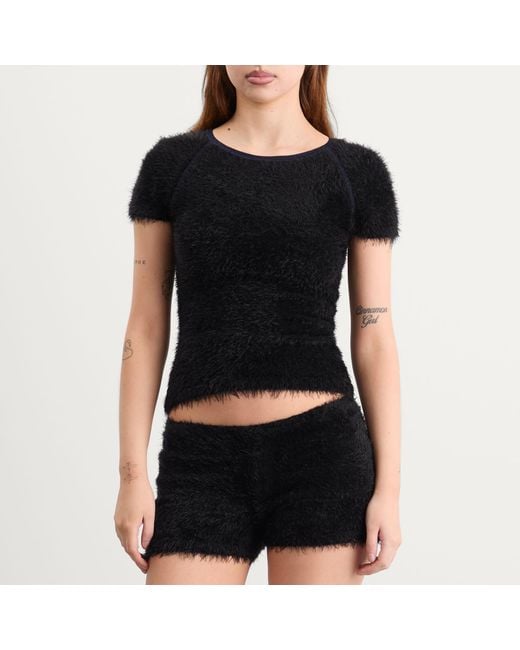 Peachy Den The Chloe Knit T-Shirt in Black | Lyst UK