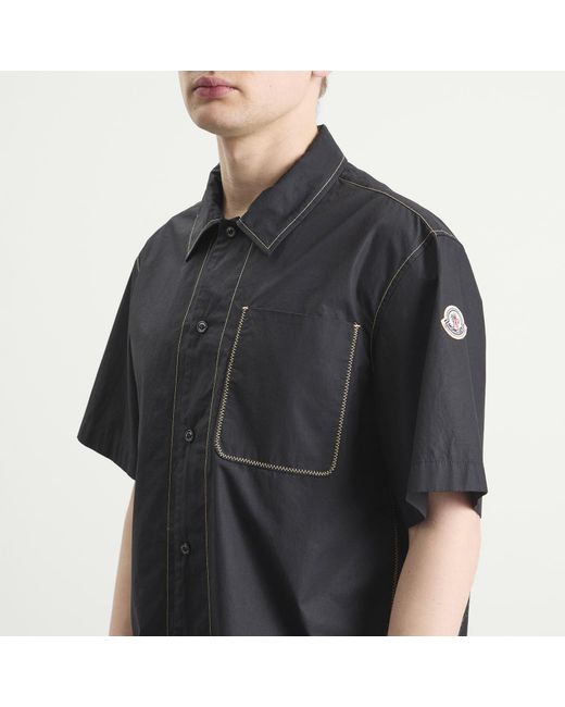 Moncler Black Contrast Stitch Shirt for men