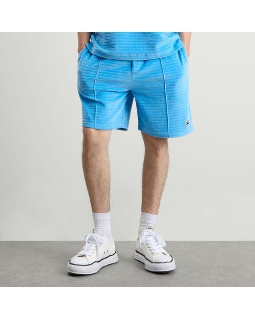 Casablanca Blue Velour Pintuck Shorts for men