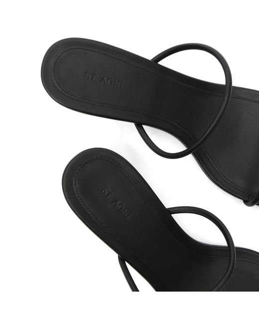St. Agni Black Minimal Strap Heel