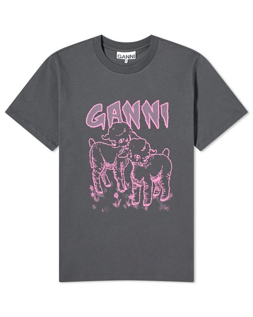 Ganni Gray Lambs Relaxed T-Shirt