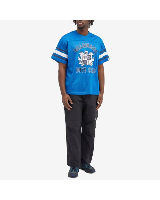 BBCICECREAM Blue Crest Logo Mesh Football T-Shirt for men