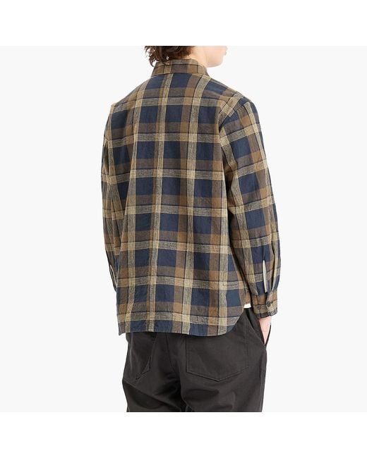 Universal Works Gray Lincot Big Check Travail Overshirt for men