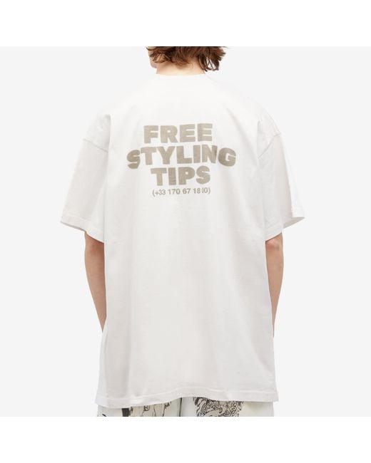 Balenciaga White Free Styling Tips T-Shirt for men