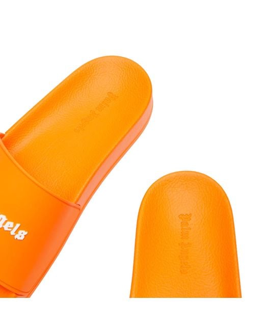 Palm Angels Orange Classic Logo Pool Slide for men