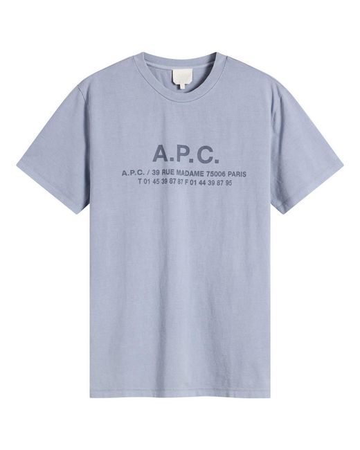 A.P.C. Blue T-Shirt Adresse for men