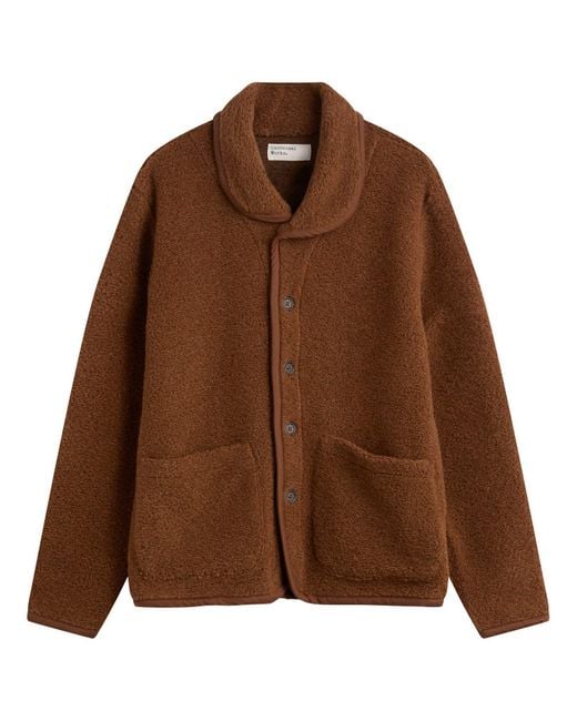 Universal Works Brown Alvar Fleece Lancaster Jacket for men
