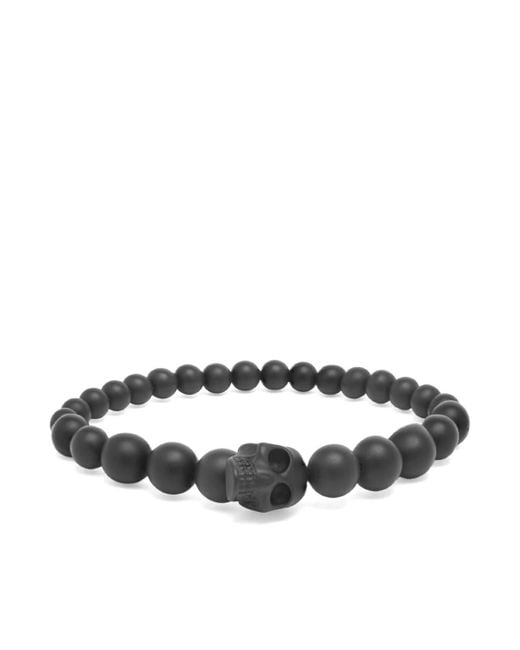 Alexander McQueen Brown Skull Bead Bracelet for men