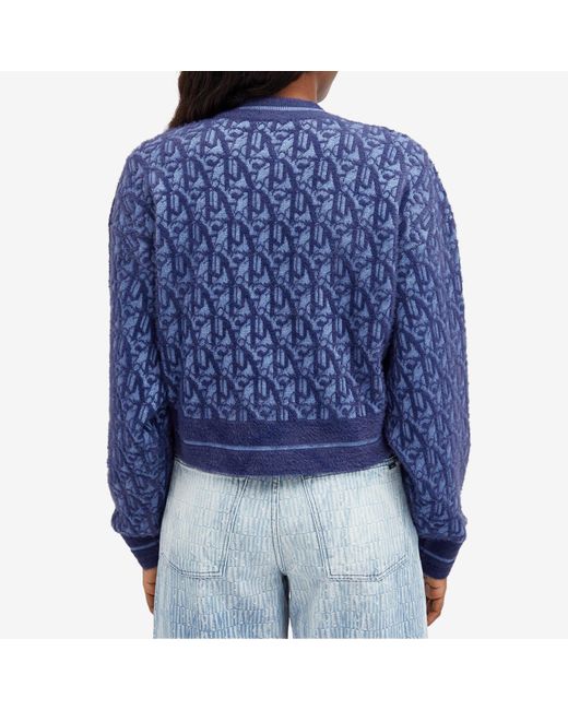Palm Angels Blue Monogram Jacquard Sweater