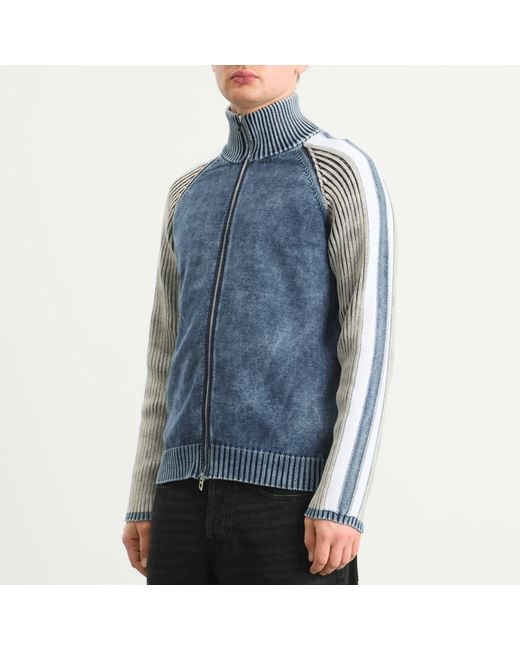 DIESEL Blue Knit Zip Cardigan for men