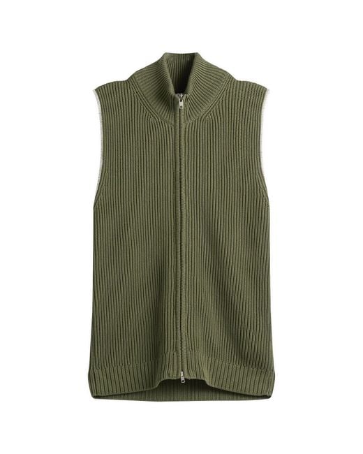 Maison Margiela Green Mm6 Knitted Ribbed Zip Vest for men