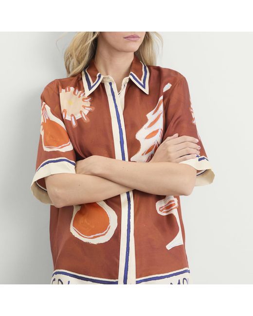 ALÉMAIS Red Soleil D'Amour Silk Shirt