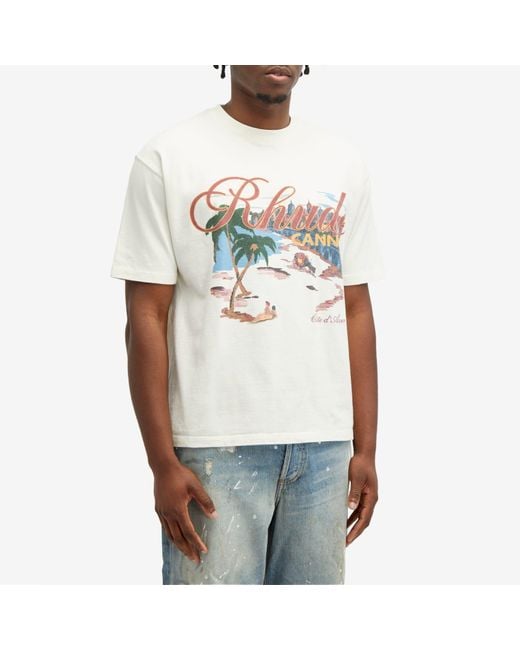 Rhude White Cannes Beach T-Shirt for men