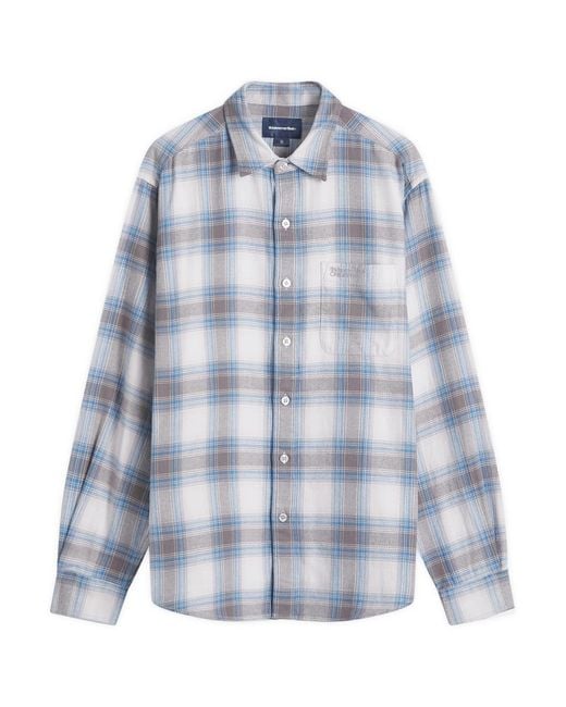 Thisisneverthat Blue Shadow Plaid Flannel Shirt for men