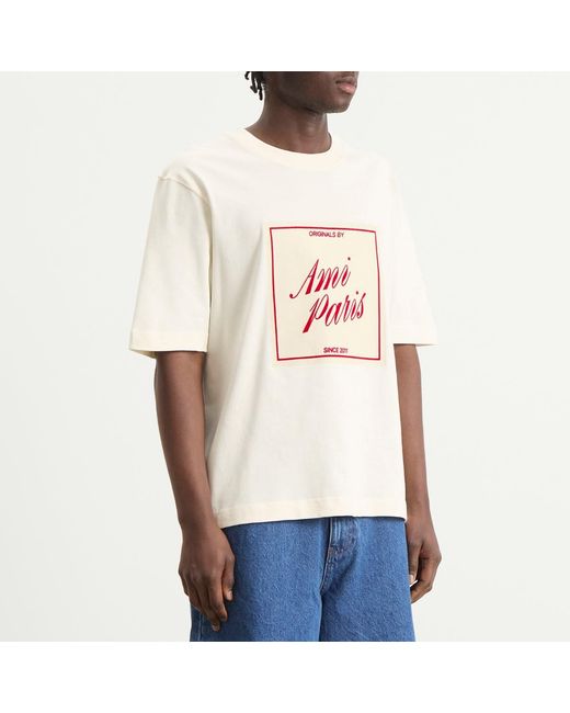 AMI Pink Boxy Fit Short Sleeve T-Shirt for men