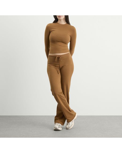 Skims Brown Cotton Jersey Straight Leg Pant