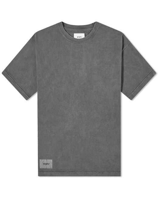 (w)taps Gray 02 Washed Crew Neck T-shirt for men